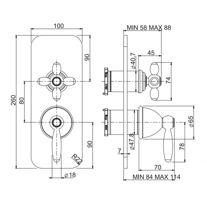 Fima Carlo Frattini Olivia Смеситель для душа, встраиваемый, с переключателем на 2/3 выхода, цвет: хром