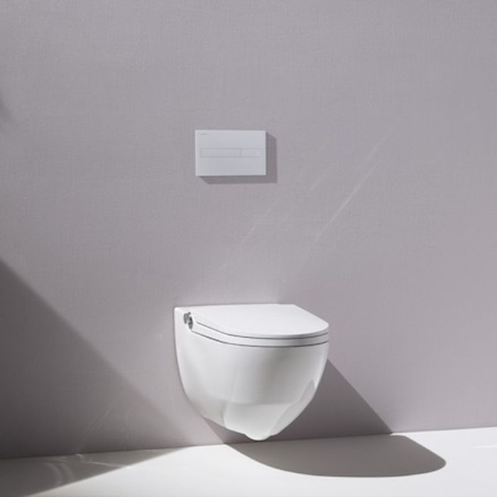 Laufen Cleanet Riva Унитаз-биде подвесной 60х39.5х40.5см, безободковый у с пультом дистанц. управления, с сиденьем, c покрытием LCC , цвет: белый