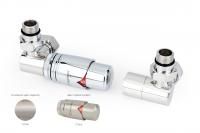 Автоматический терморегулятор 3D левый G 1/2" НР х G 3/4" НГ (набор) (САТИН - Сталь)