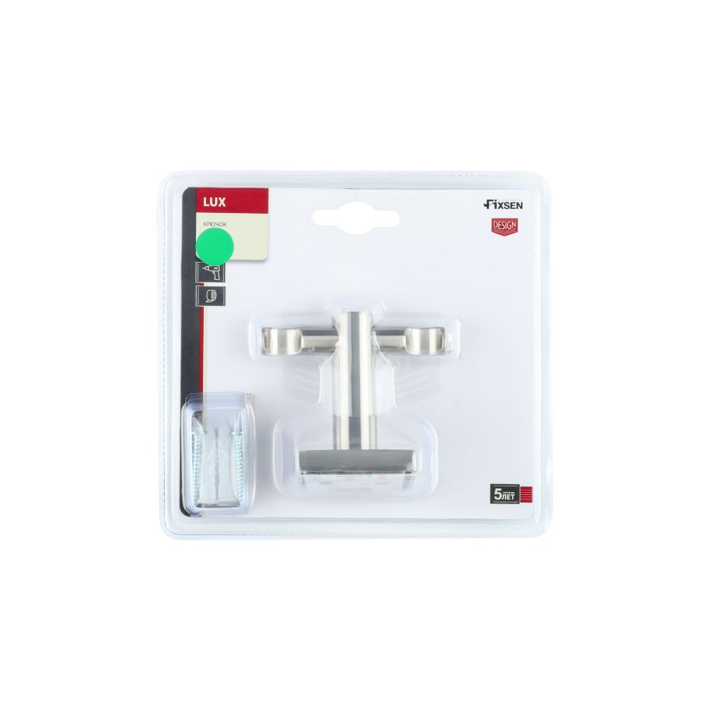 Двойной крючок для ванной FIXSEN LUX SATIN FX-16005A, сатин, артикул FX-16005A