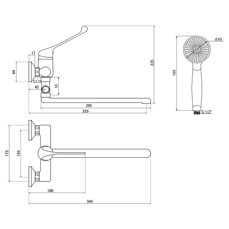 Смеситель для ванны с хирургической ручкой Славен СЛ-ОД-Х31, хром