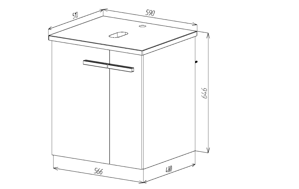 Тумба VIANT "Мюнхен" 2 ств со столешницей L60 подвесная белая 510х590х646 (VMUN60NBEL-T2STP), артикул VMUN60NBEL-T2STP