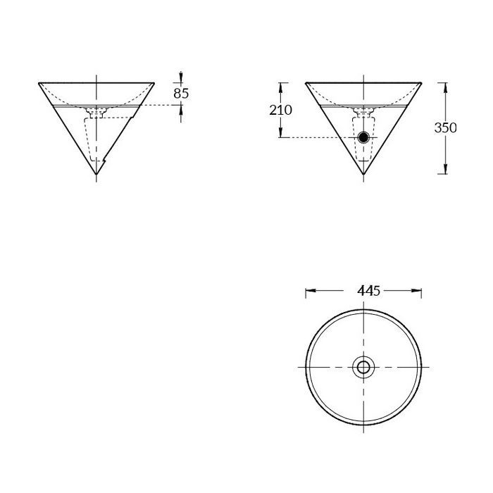 Kerama Marazzi Раковина CONO встраиваемая сверху 44,5*44,5*35см, без отв. под смеситель, без перелива, цвет черная матовая