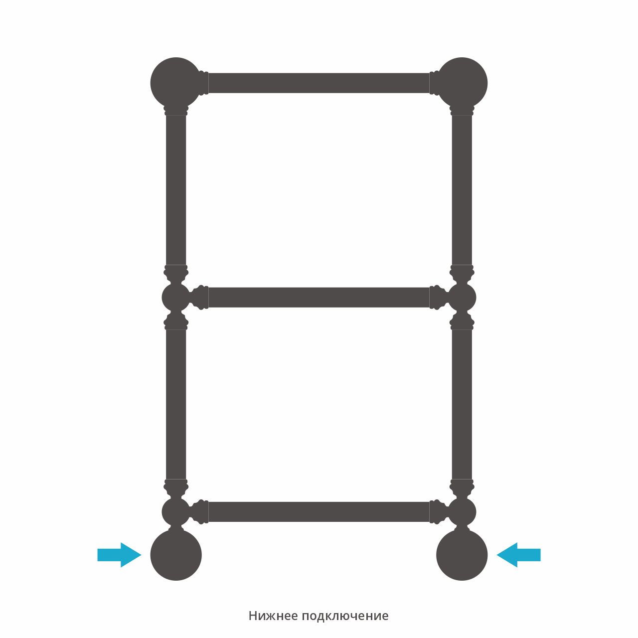 Полотенцесушитель, Сунержа, Ренессанс 1386, водяной, ширина, мм-472, глубина, мм-246, высота, мм-733, межосевое расстояние-400, подключение-нижнее, мощность, Вт-160, присоединительный размер-НР G 1/2" / НР G 3/4" (эксцентрик), материал-нержавеющая сталь, 