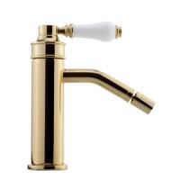 ERMITAGE MINI Смеситель для биде моноком., ручка сверху, белый/золото