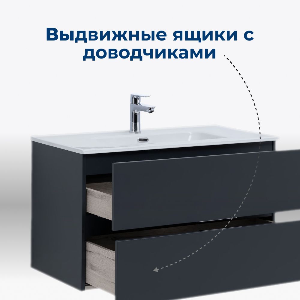 Тумба под раковину Aquanet Алвита New 60 2 ящика, антрацит Тумба под раковину Aquanet Алвита New 60 2 ящика, антрацит
