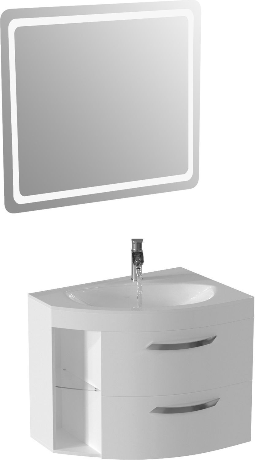 Тумба для ванной без раковины De Aqua Трио Люкс 80 New R белая Grass