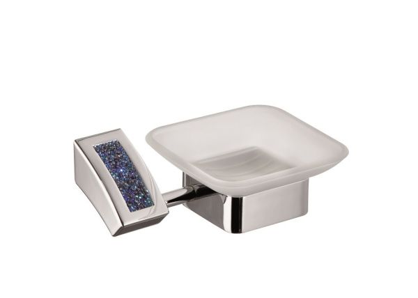 Sanibano Estrella, настенная стеклянная мыльница, цвет хром-кристаллы Swarovski bermudа blue