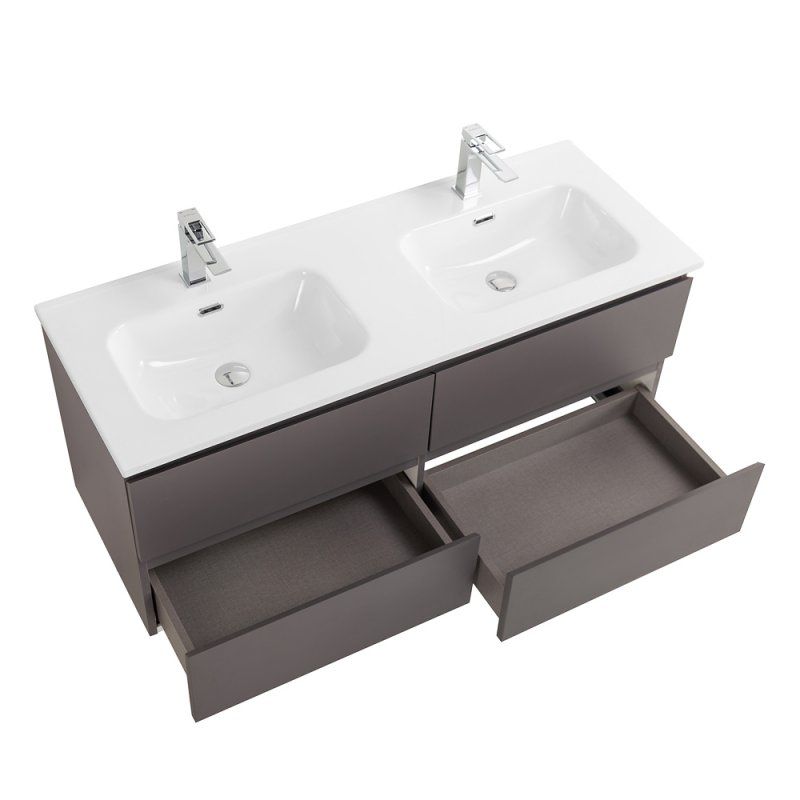 KRAFT База под раковину подвесная с фрезерованными ручками по всей длине фасада с четырмя выкатн. ящ., Бежевый Мат., 1200x455x500, KRAFT-1200-4C-SO-СO, артикул KRAFT-1200-4C-SO-СO