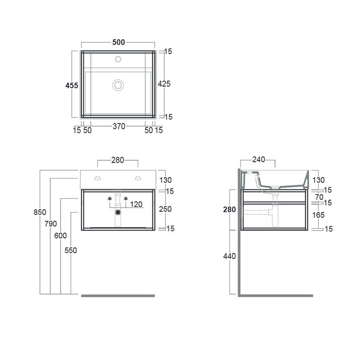 SIMAS AGILE Структура металлическая 51x46xh28 см, подвесная, для раковины AG51, с 1 полкой, цвет черный матовый