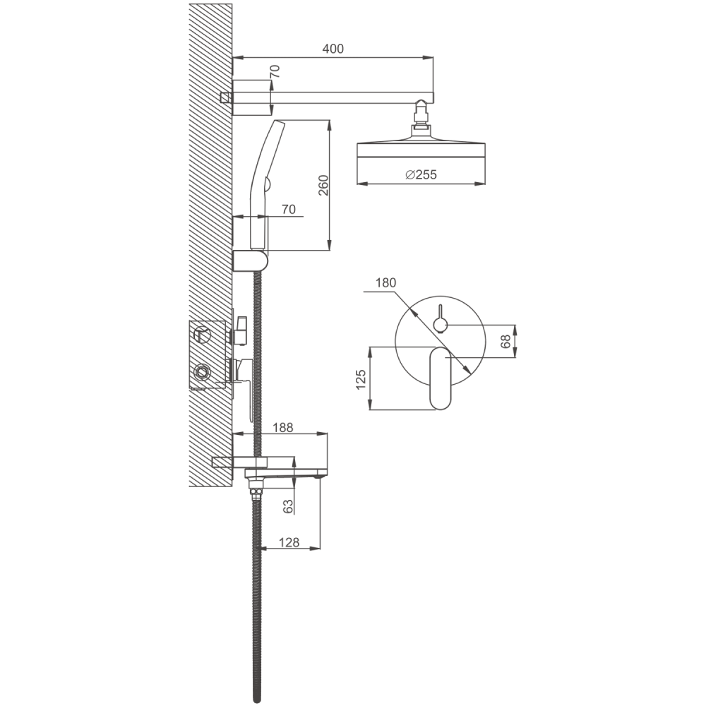 Душевая система встраиваемая BELZ B80713-7, черный, артикул B80713-7