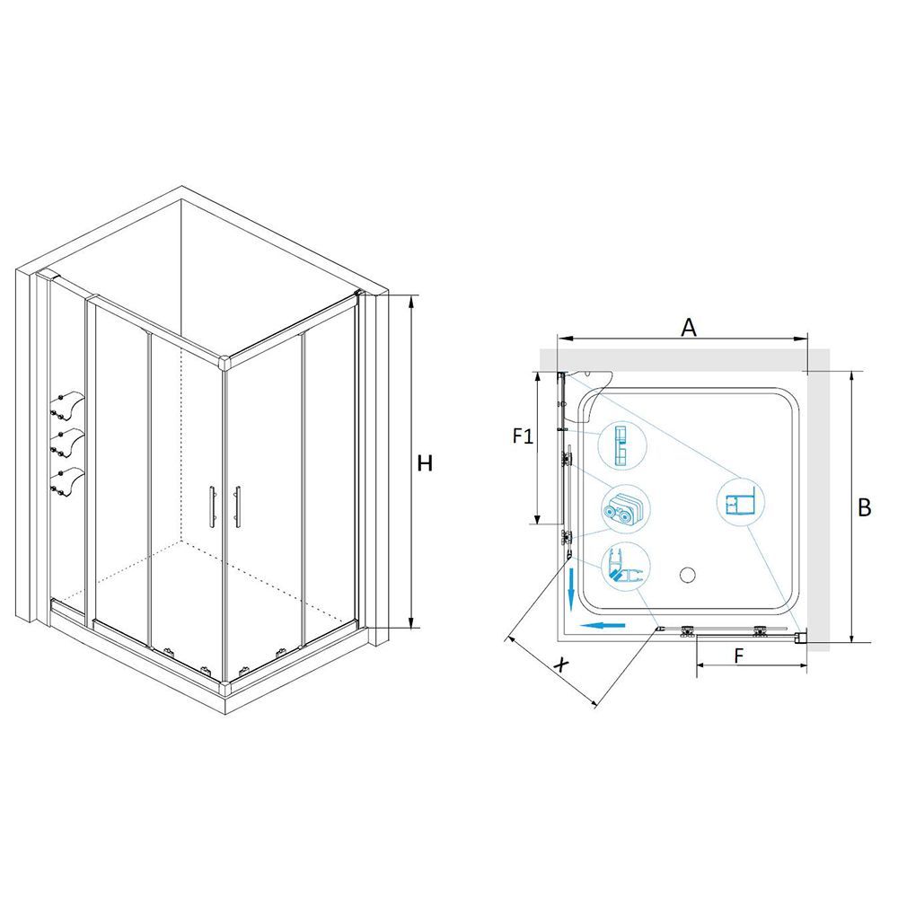 Душевой уголок RGW HO-43 (HO-31 + Z-42) (800x1100, Прозрачное)
