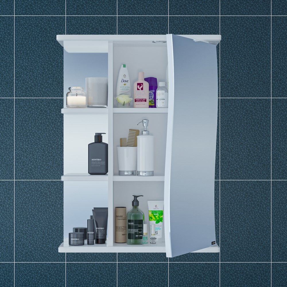 Зеркальный шкаф СаНта Волна 55 с подсветкой правый 101012