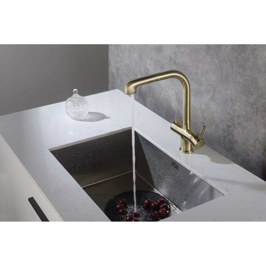 Смеситель для кухни с подключением фильтра и выдвижной лейкой Timo Saona 2346/02FL антик, артикул 2346/02FL