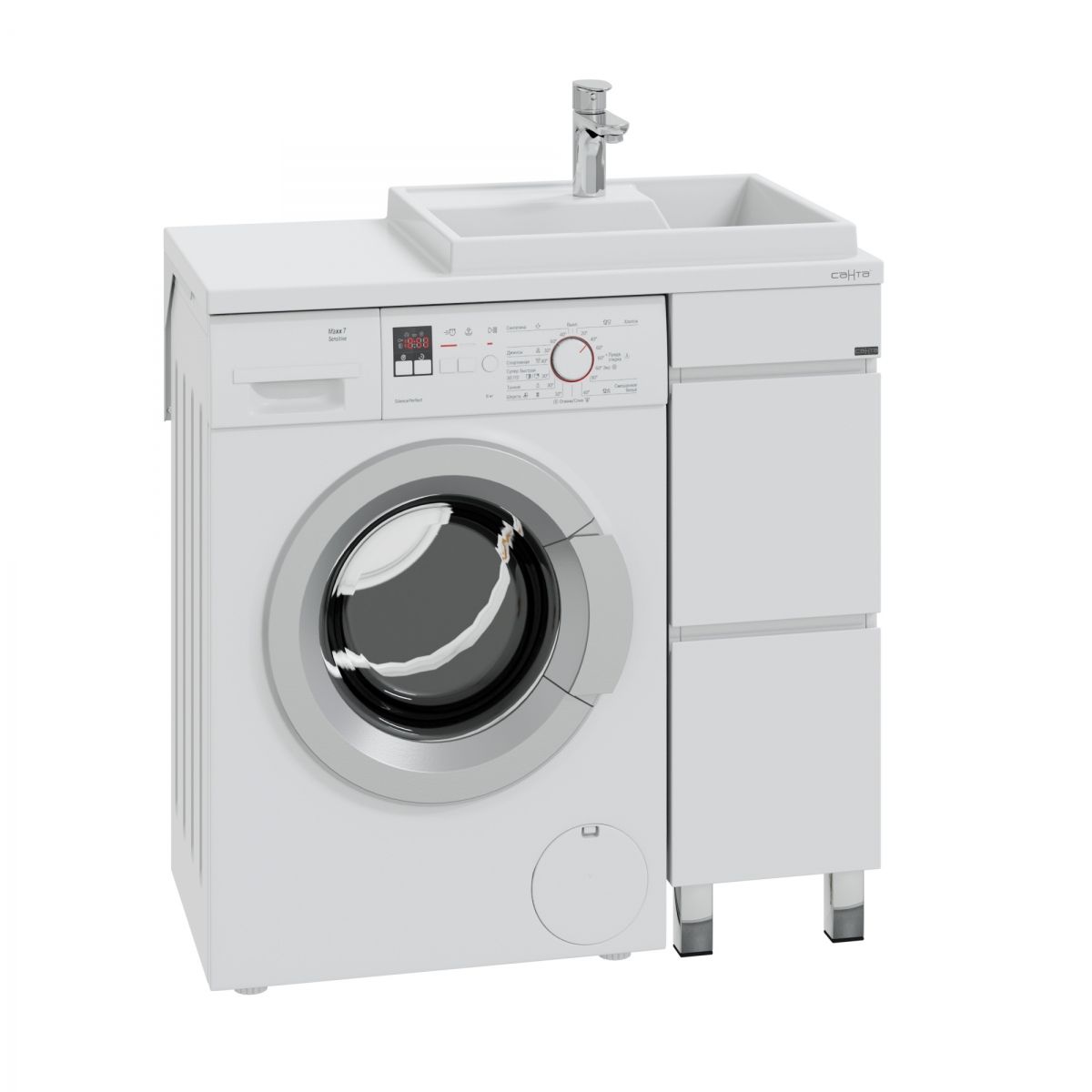 Тумба под раковину над стиральной машиной напольная "Марс- 29" 2 ящ. (ум. Юпитер 900*500 литой мрамор)