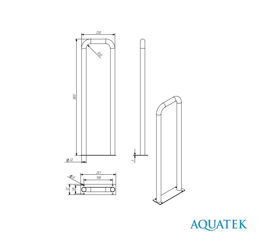 Поручень настенный стационарный 800*230 мм, POR-0000006 Поручень настенный стационарный 800*230 мм, POR-0000006