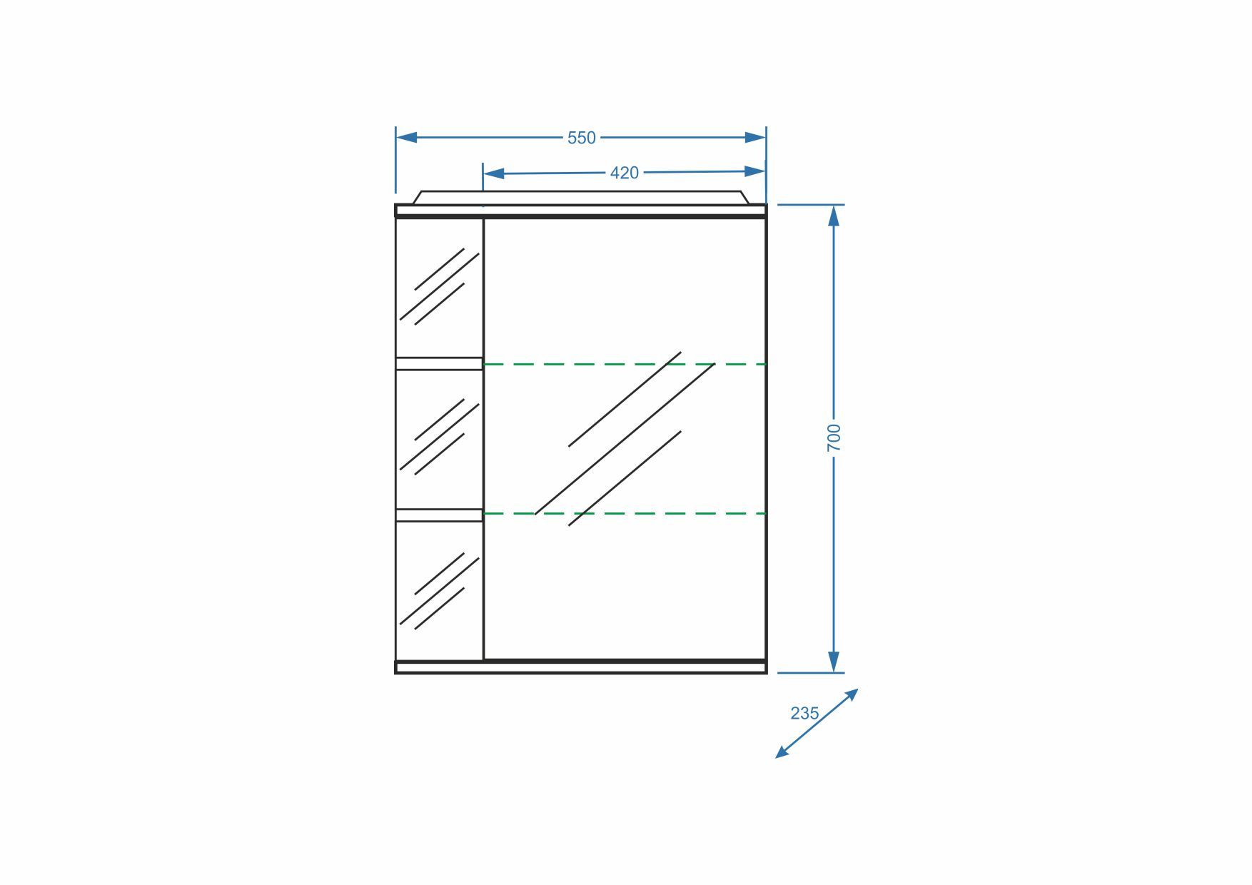 Зеркало-шкаф "Нелея 55/С", правое