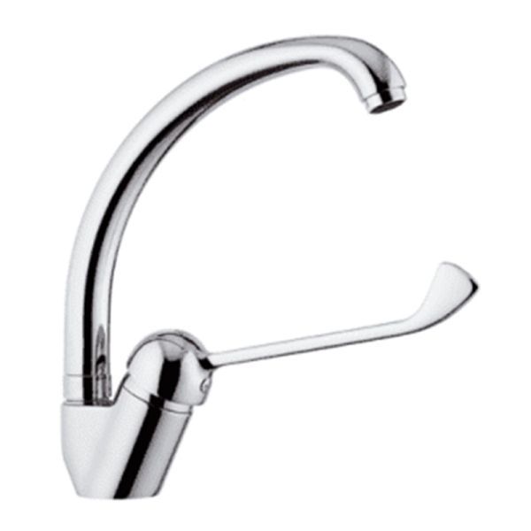 Смеситель для кухни с хирургической ручкой Сантаком stOMEGA 4179, хром