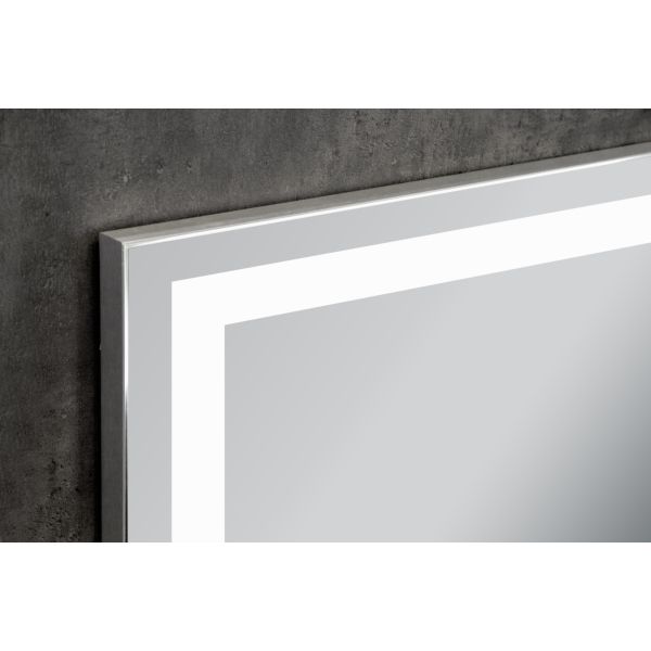 Xpertials LISBETH, прямоугольное зеркало 100х80 см c LED подсветкой: датчик вкл/выкл подсветки с диммером и датчик антизапотевания, профиль матовый хр