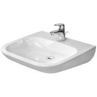 Раковина, Duravit, D-Code, медицинский Vital Med, ширина, мм-600, глубина, мм-555, высота, мм-155, отверстия для смесителя-1, материал-керамика, цвет-белый, глазуровка-снизу, без перелива, с плоскостью под смеситель