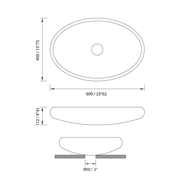 MOMA RUBY Раковина 600х400 мм., для установки на столешницу, с донным клапаном, цвет белый матовый MOMA RUBY Раковина 600х400 мм., для установки на столешницу, с донным клапаном, цвет белый матовый