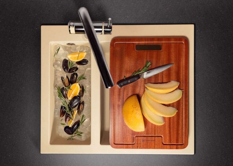 Мойка, OMOIKIRI, Bosen, число чаш-2, ширина, мм-590, глубина, мм-500, высота, мм-220, тип установки-встраиваемый, отверстия для смесителя-3 промаркированных, с переливом, сифон и донный клапан в комплекте, автоматический донный клапан приобретается отдель