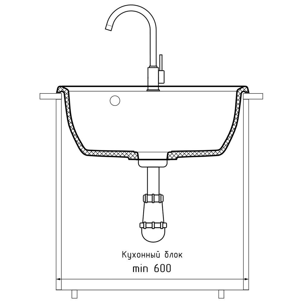 Кухонная мойка GranFest VERTEX 580, серый, артикул V-580 серый
