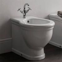 GLOBO Paestum Биде напольное пристенное 57*38см с 3 отв. под смеситель, с комплектом креплений, цвет: белый