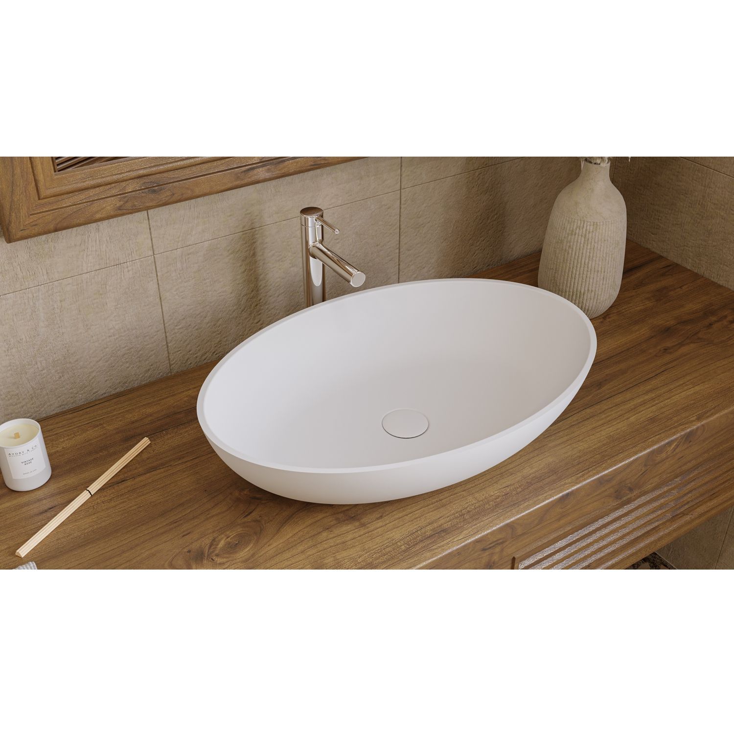 Умывальник WHITECROSS Citrine 60x40 (белый мат) иск. камень Умывальник WHITECROSS Citrine 60x40 (белый мат) иск. камень