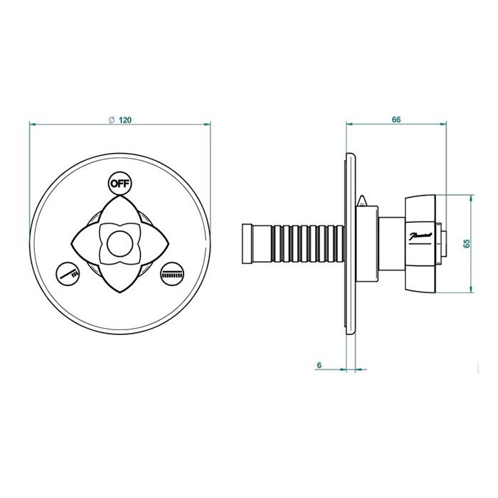 THG PETALE DE CRISTAL NOIR Переключатель встраиваемый, внешняя часть, цвет хром