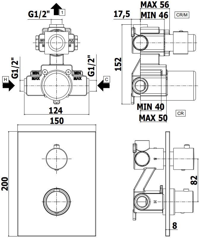 Смеситель для душа Paffoni Light LIQ513CR (с внутренней частью), артикул LIQ513CR