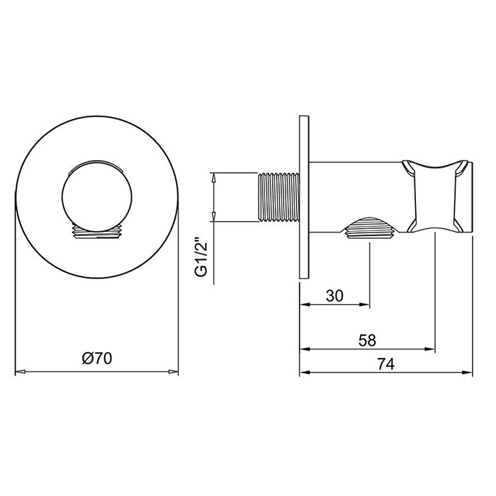 ALMAR Вывод из стены с держателем для душевой лейки, цвет золото PVD