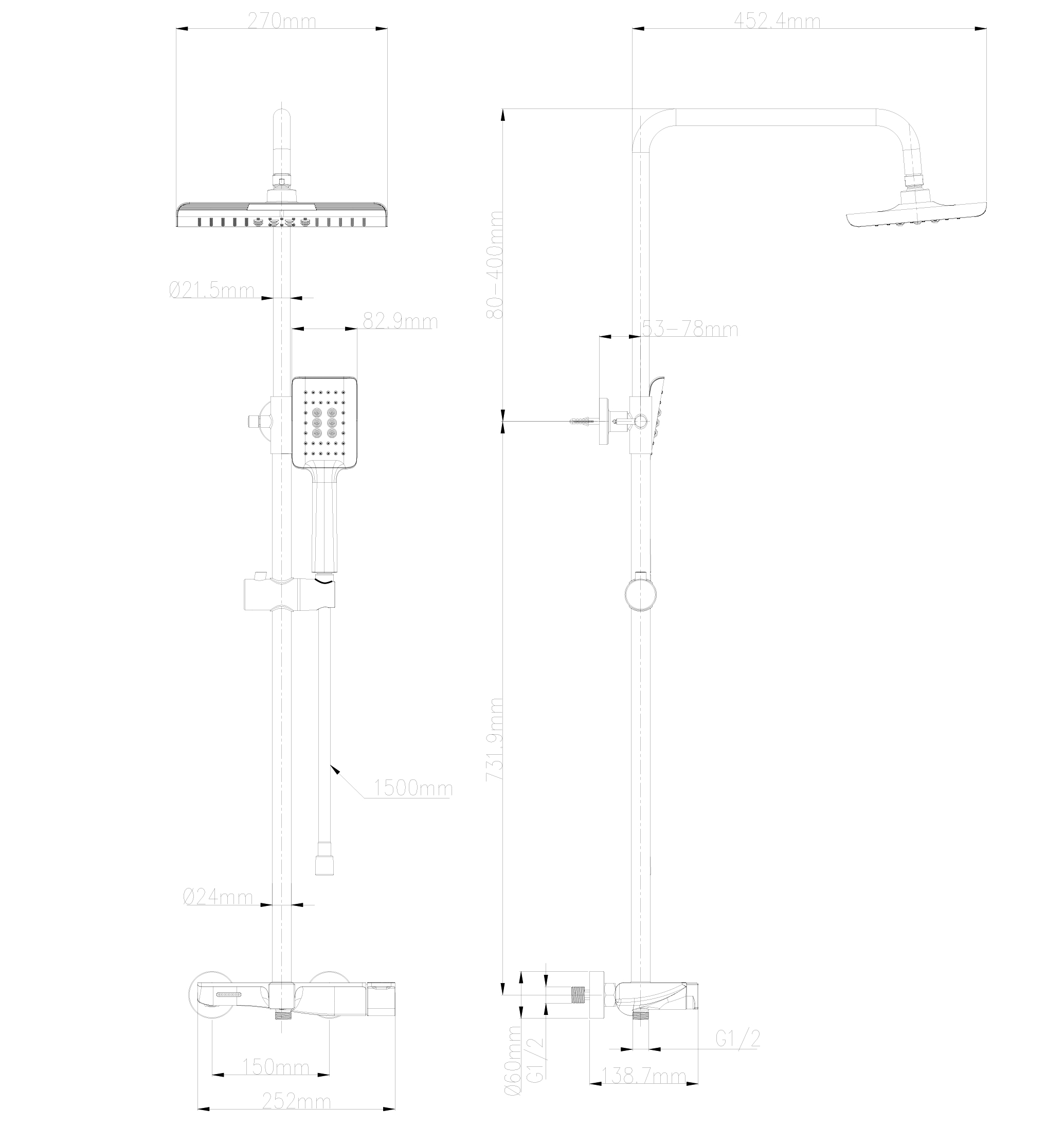 Душевая система WONZON & WOGHAND, Белый матовый (WW-AE33110-MW)