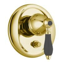 Fima Carlo Frattini Herend Смеситель для душа, встраиваемый, на 2 выхода, черные ручки, цвет: золото Fima Carlo Frattini Herend Смеситель для душа, встраиваемый, на 2 выхода, черные ручки, цвет: золото