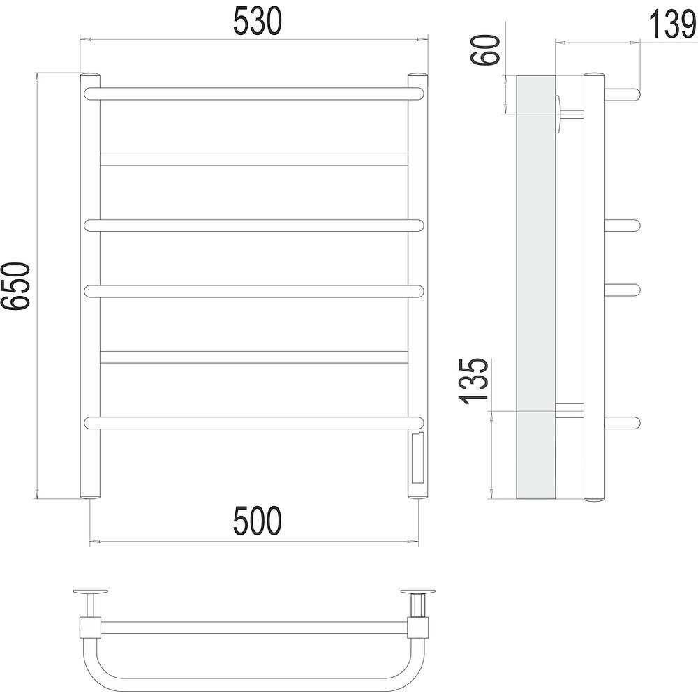 Полотенцесушитель электрический Terminus Евромикс квадро П6 50х65, артикул 4670078531230