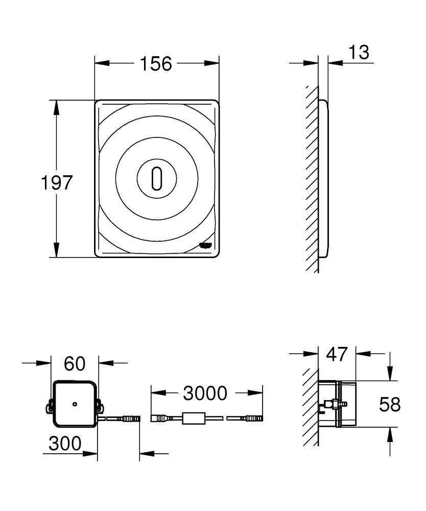 Панель смыва инфракрасная для унитаза GROHE Tectron Surf (1 режим смыва), хром (38699001)