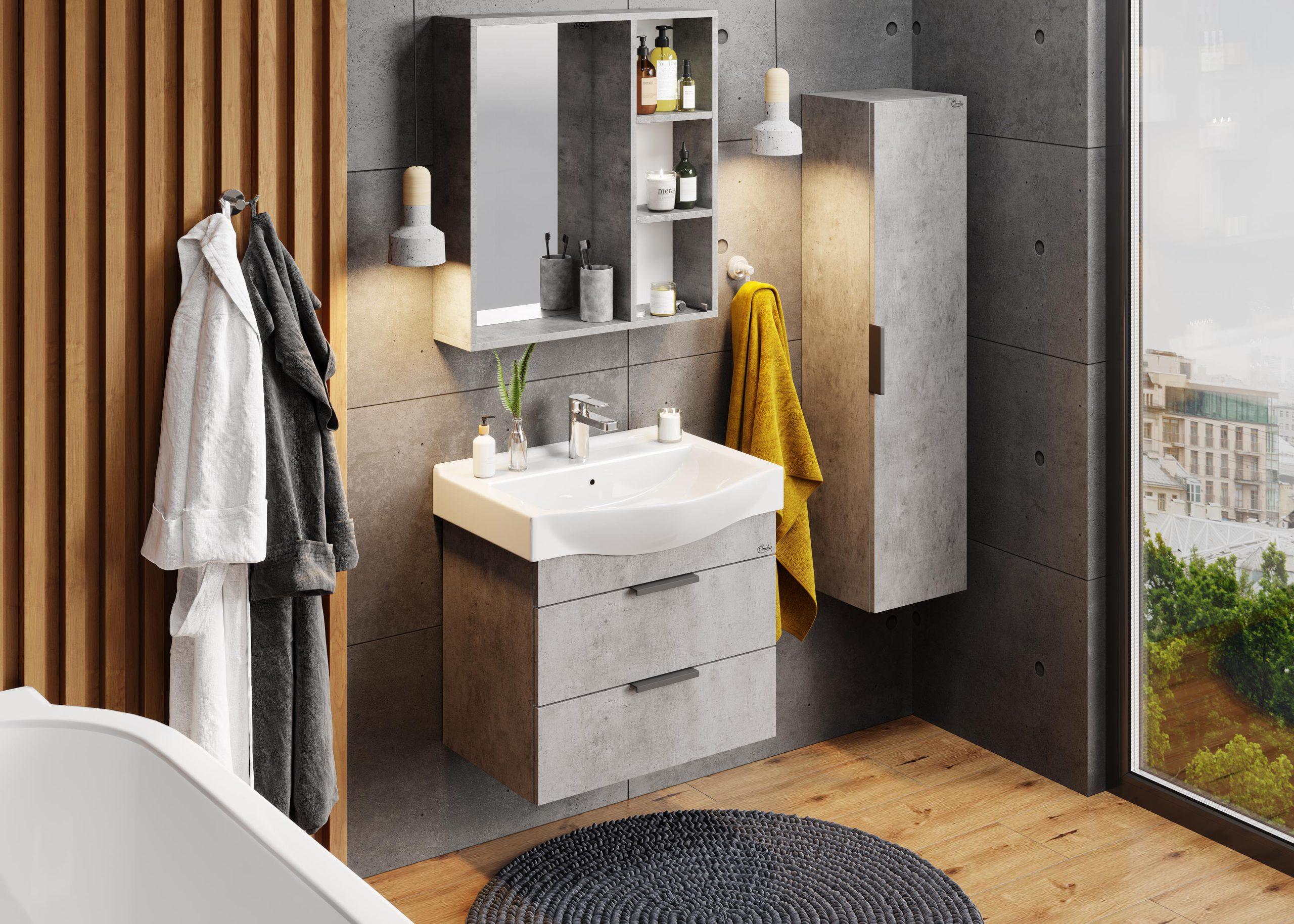 Тумба Onika Девис 65 подвесная, бетон чикаго (ум. Беверли 65)