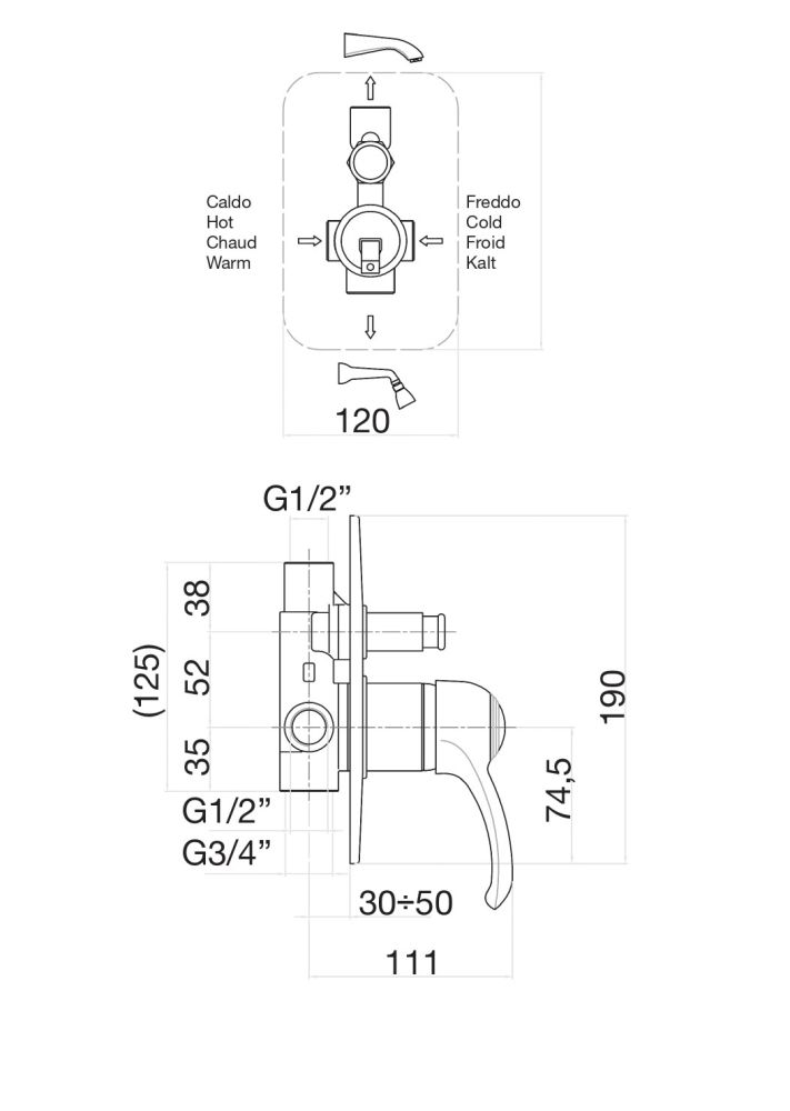 Смеситель для душа Fiore JAFAR 47ZZ5134, бронза
