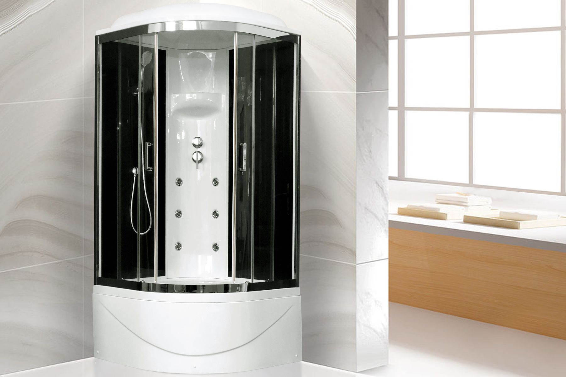 Душевая кабина Royal Bath RB 90BK3-BT-CH (черное/прозрачное) Душевая кабина Royal Bath RB 90BK3-BT-CH (черное/прозрачное)