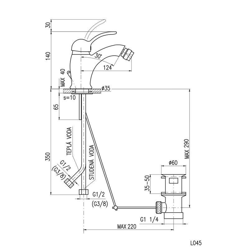 Смеситель для биде Rav Slezak LABE L045.5KCMATZ, черный/золото
