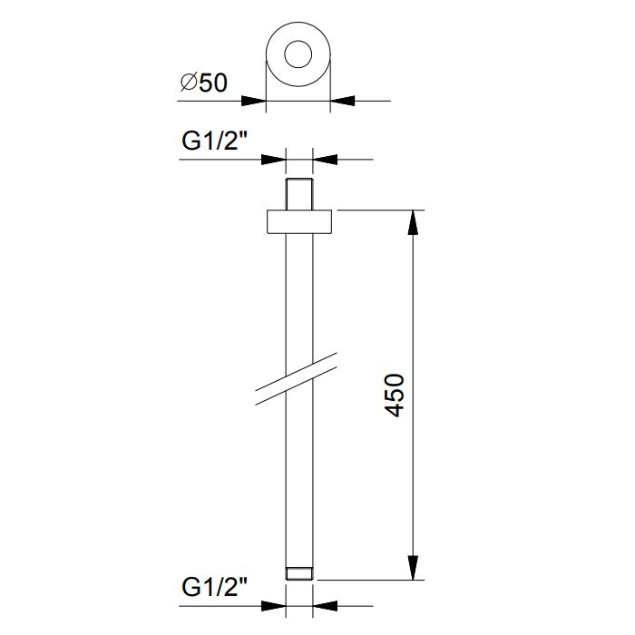 FANTINI Держатель верхнего душа 450 мм., потолочный монтаж, цвет Nickel PVD