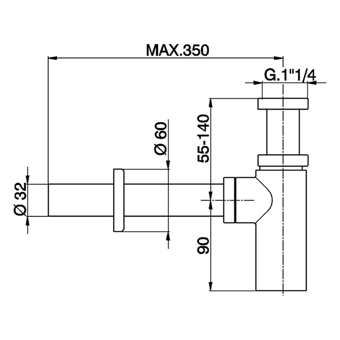 CISAL Сифон 1''1/4 для раковины, цвет Bianco Opaco CISAL Сифон 1''1/4 для раковины, цвет Bianco Opaco
