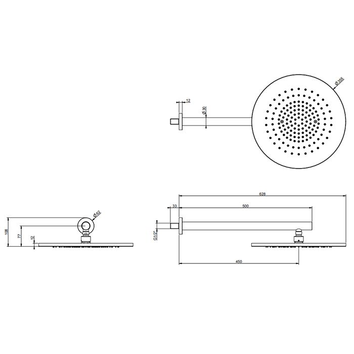 GESSI 316 Душевая головка шарнирная для настенного крепления на 1/2", Ø350мм, цвет: brushed black metal pvd GESSI 316 Душевая головка шарнирная для настенного крепления на 1/2", Ø350мм, цвет: brushed black metal pvd