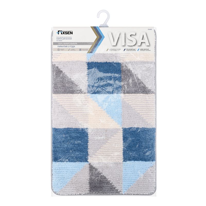 Коврик для ванной комнаты FIXSEN VISA FX-5005X, серо-голубой, артикул FX-5005X