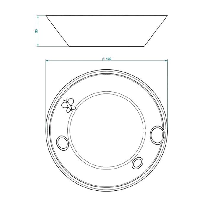 THG CAPUCINE VERT DECOR PLATINE Блюдо керамическое ø130 мм., настольное, декор платина/зеленый, цвет белый, артикул A7E-A02-4615