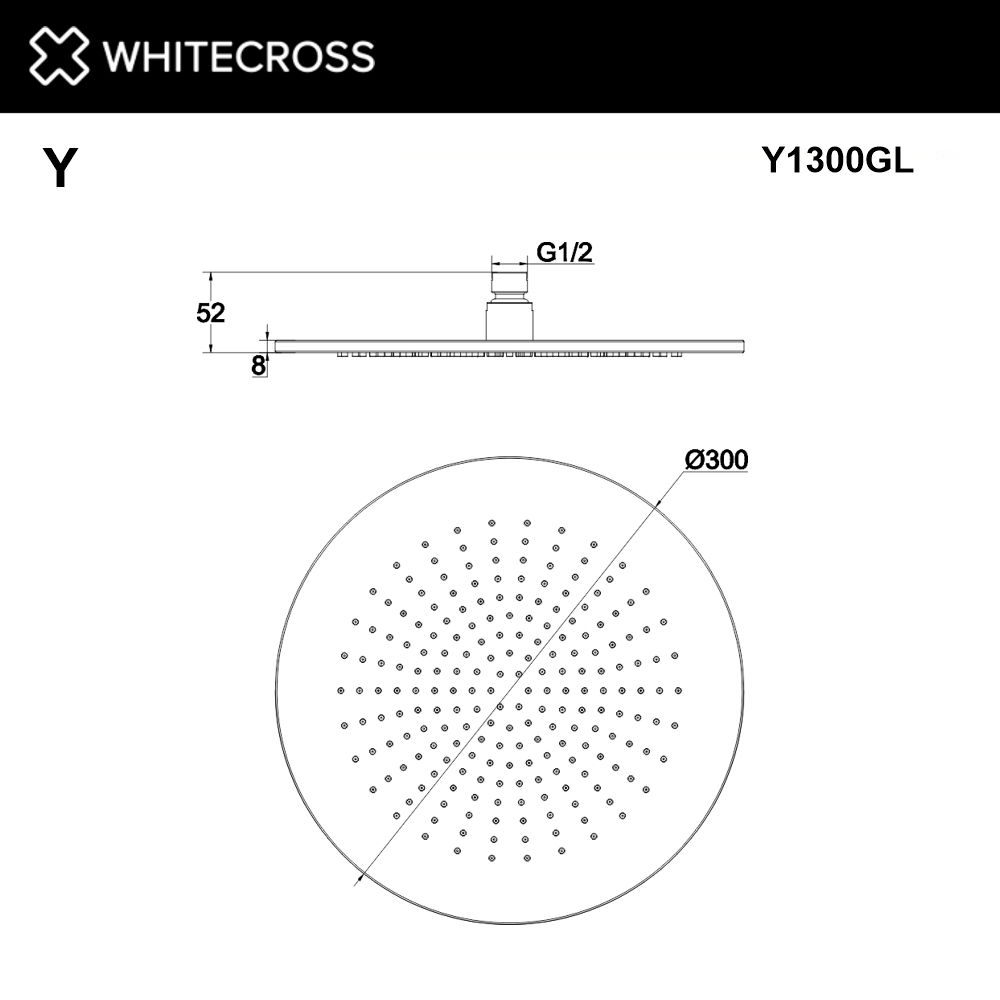 Верхний душ WHITECROSS D=30 см Y1300GL (золото)