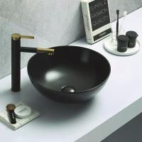 Раковина керамическая накладная AM-104-MB, цвет чёрный матовый, 415х415х155