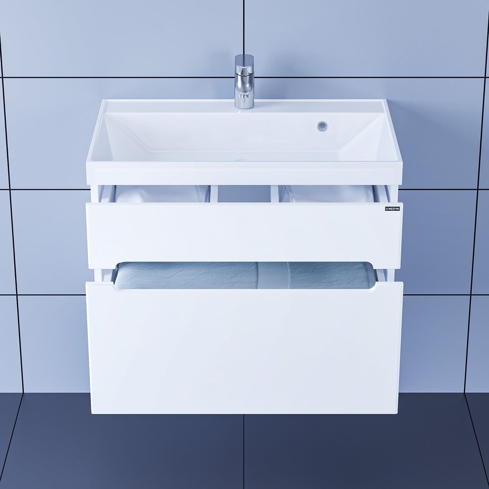 Тумба для умыв.  "Лондон-70" 2 ящ, подвес. (ум. Астория 70 литой мрамор)