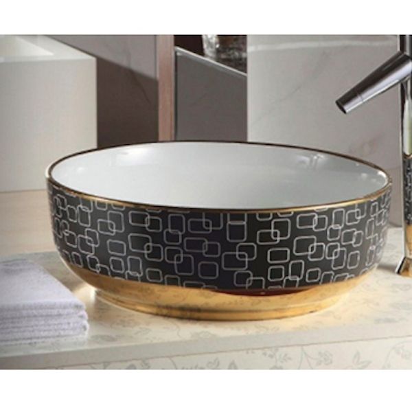 Раковина Melana 38 MLN-T4003-G12 Белая, Черная, Золото