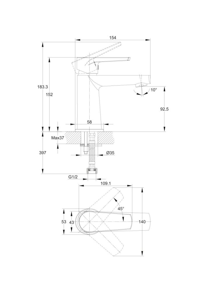 Смеситель для раковины Cersanit MODUO однорычажный хром (64094), артикул 64094